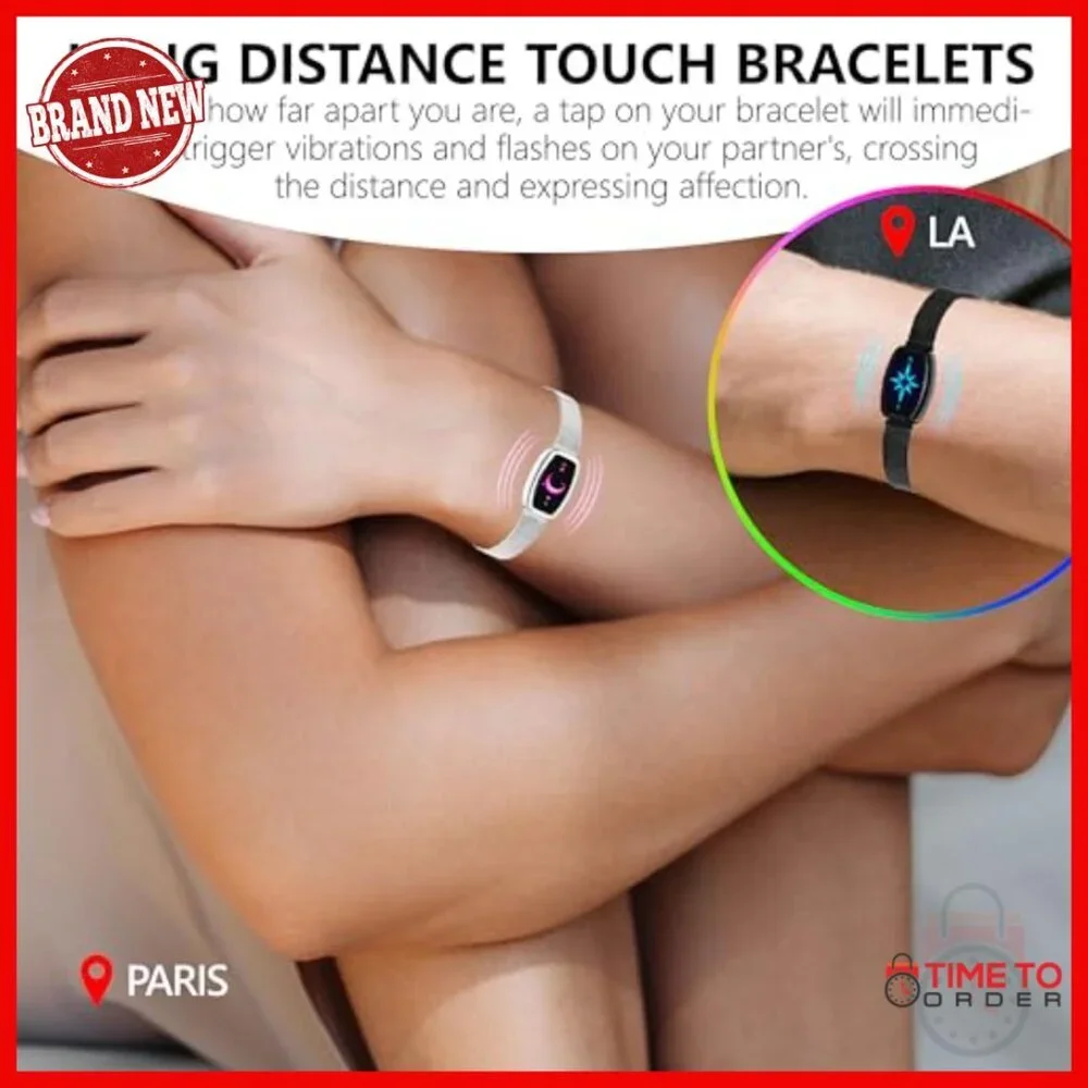 Smart Bluetooth Touch Bracelet for Couples, Vibration & Light Up Feature